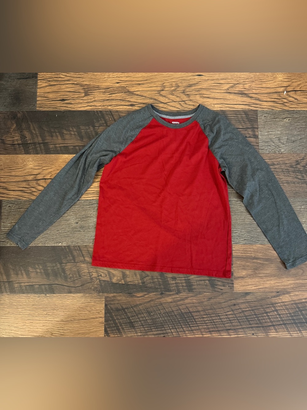 Sonoma Red and Gray Raglan Long-Sleeve Tee